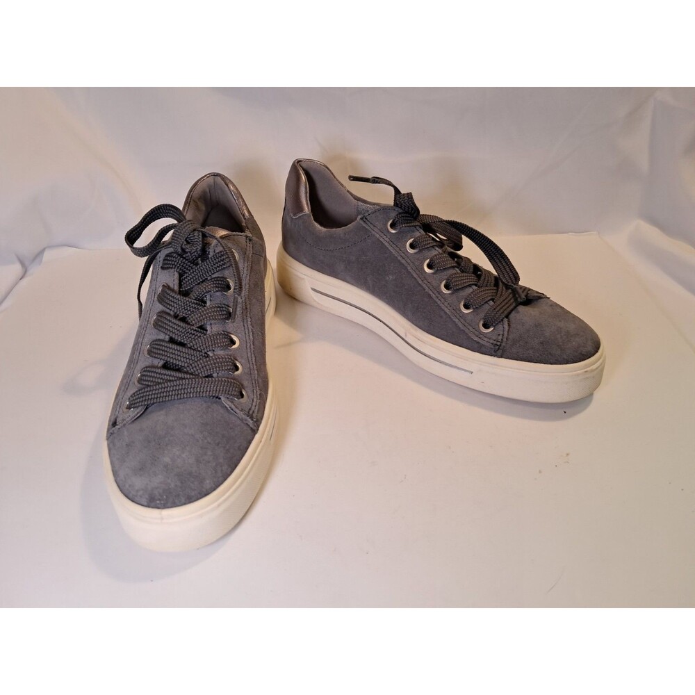 Ara Camden Comfort Suede Gray High Soft Lace Up Sneakers Size 7.5 US/5 UK